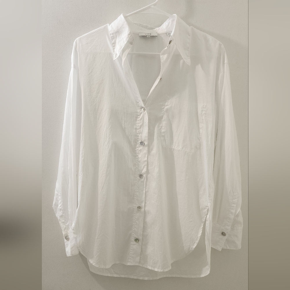 Vince Classic White Women's Shirt, Size XXS, Cotton.